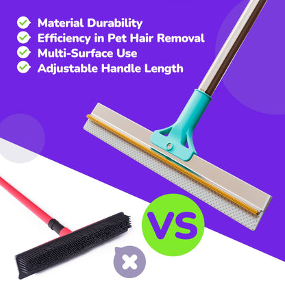 Pet Hair Remover Carpet Rake – 51-Inch Long Handle Dog & Cat Hair Removal Tool for Carpets, Rugs, Upholstery & Stairs | Deep Cleaning Fur Rake | Reusable & Ergonomic Design for All Floor Types