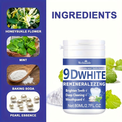 Hydroxyapatite Tooth Powder 3-Pack Remineralizing Whitening Deep Cleaning Mint Fresh Breath Enamel Repair Oral Care for Men Women 80ml Each Bottle