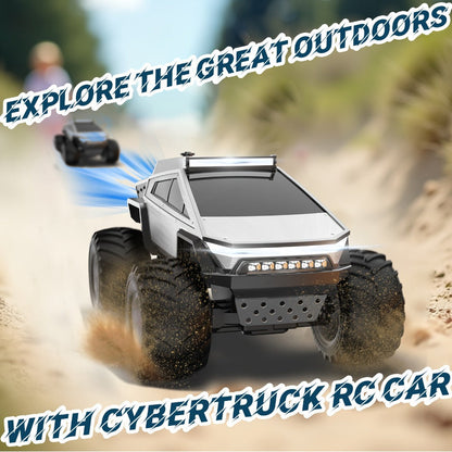 1:12 Scale RC Monster Truck 4WD All-Terrain – Remote Control Cybertruck & Pickup Truck with LED Lights & Sound Effects, 2.4GHz Rechargeable RC Car Gift for Boys Ages 6 7 8 9 10 Birthday Christmas