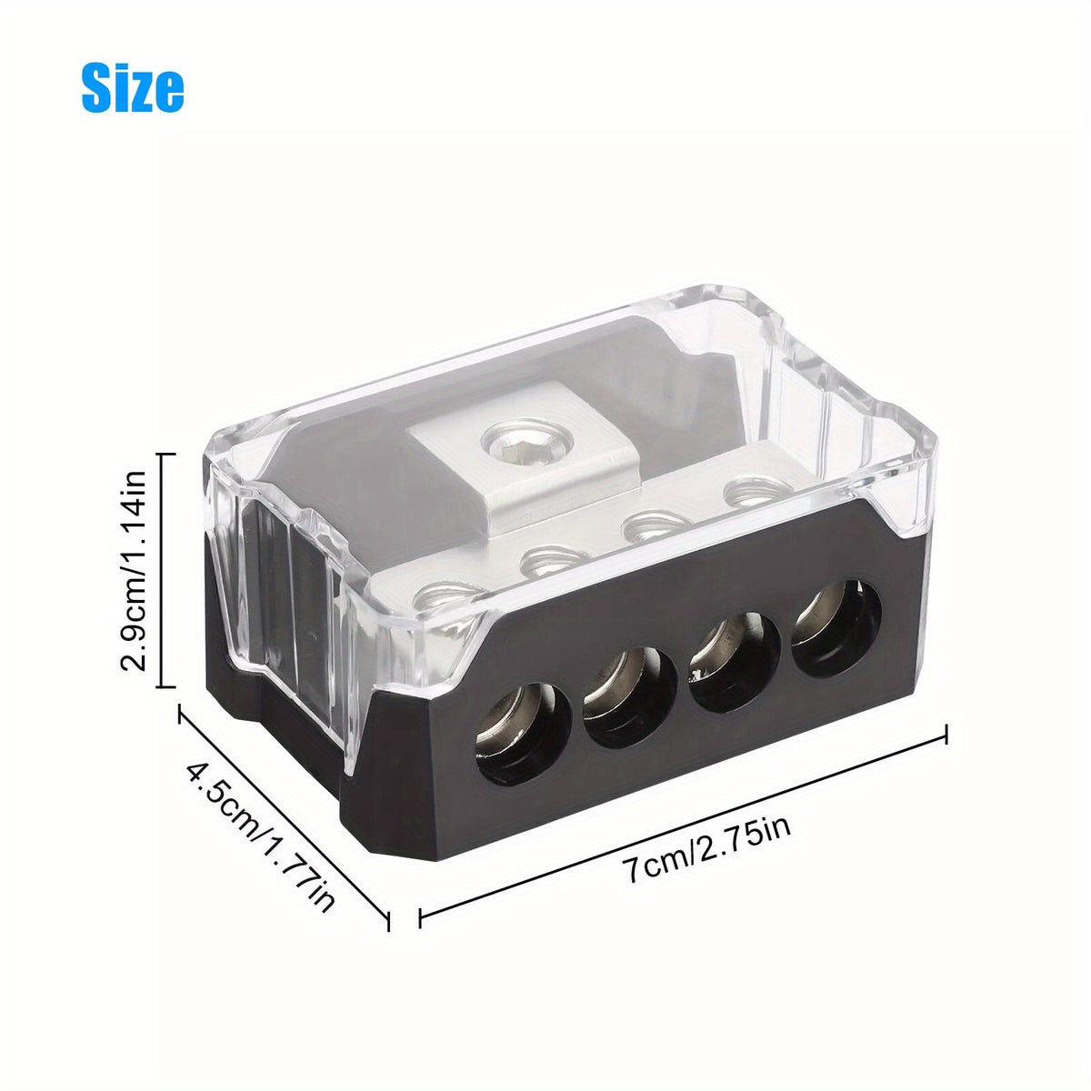 4 Way Power Distribution Block, Power Distribution Ground Distributor Connecting Block for Car Amplifier Audio Splitter 2 Pack, Without Battery