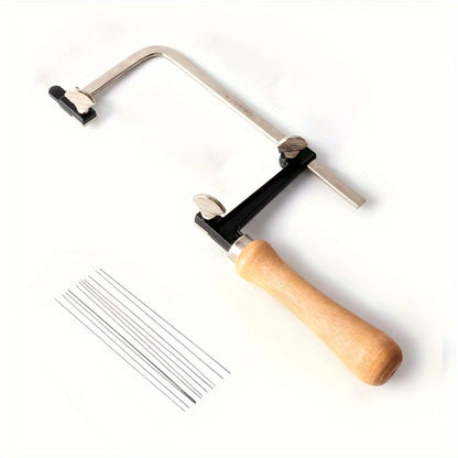 Hand Saw Kit with 12 Blades – Adjustable Jewelry Making Saw Frame, Multi-Function Manual Cutting Tool for Wood, Metal, Stone & Craft DIY Projects
