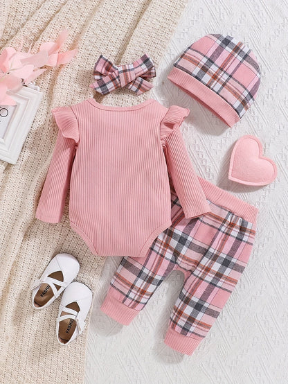 Baby Girls Outfit Set - 2-Piece Plaid