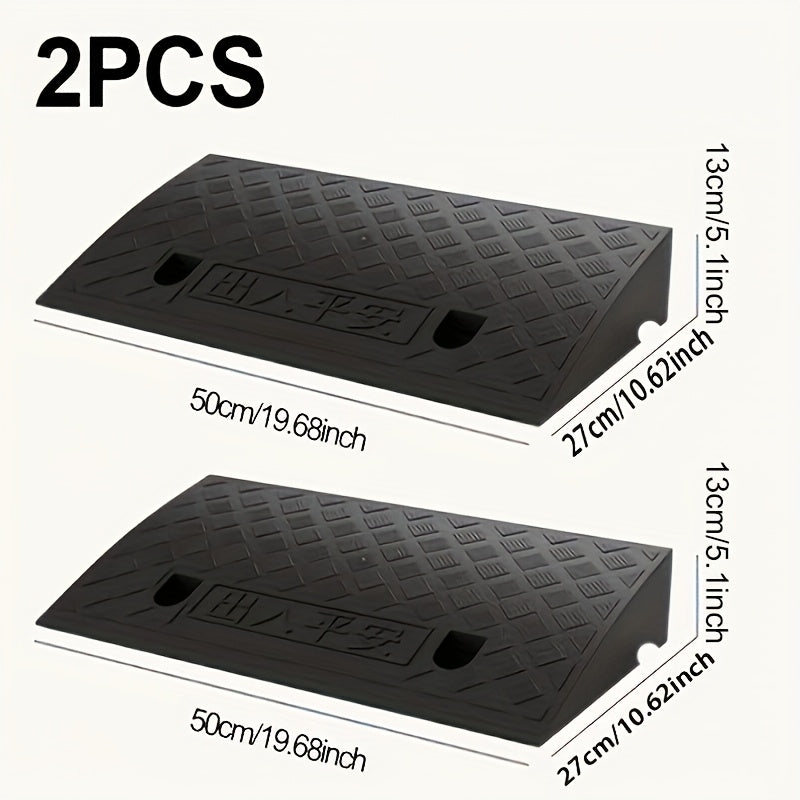 Curb Ramps 2-Pack Portable Heavy Duty Plastic Threshold Ramp Set for Low Clearance Cars Motorcycles Wheelchair – 19.68"L x 10.6"W, 3.5" or 5.1" Rise, Driveway Curb Ramp