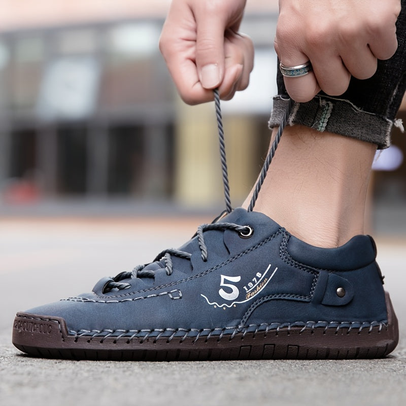 Men's Casual Walking Sneakers - Hand-Stitched Style