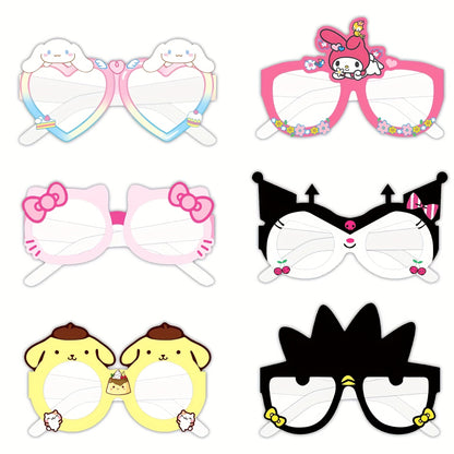 Sanrio Photo Booth Glasses Props 12 Pcs Hello Kitty Kuromi My Melody Cinnamoroll Gudetama – Licensed Paper Party Eyewear for Birthday Party Favors, Holiday Celebrations, Kawaii Themed Events & Seasonal Decor