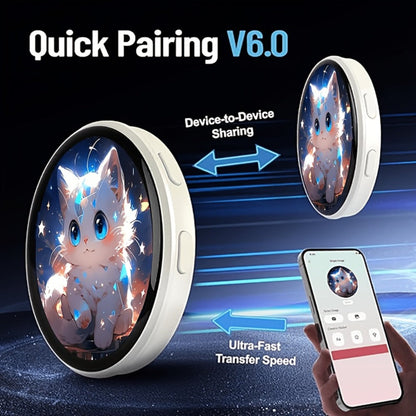 Electronic Anime Badge with Display Screen – Dynamic Touch, High Frame Rate, 600mAh Battery, Bluetooth 6.0 & USB Magnetic Charging | Digital Brooch for Cosplay, Concerts & Anime Fans | Black White Purple