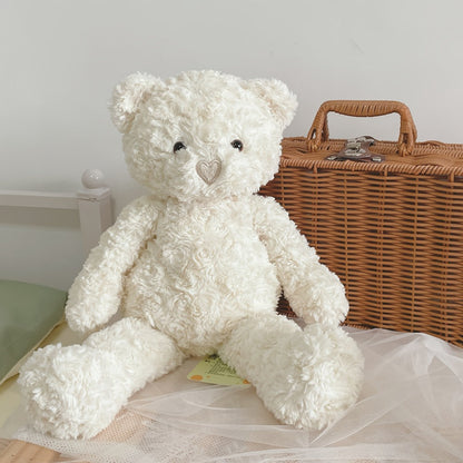 White Teddy Bear Plush Loving Heart – Soft Cute Stuffed Animal for Baby Girls Women, Kawaii Bear Toy, Birthday Valentine's Day Christmas Baby Shower Holiday Gift for Kids Toddlers