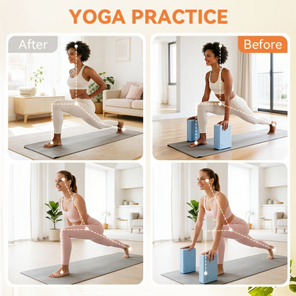 Foam Yoga Mat Set 2-Pack – EVA High-Density Non-Slip Mats for Pilates, Stretching, Meditation & Home Fitness Workouts, Lightweight & Portable