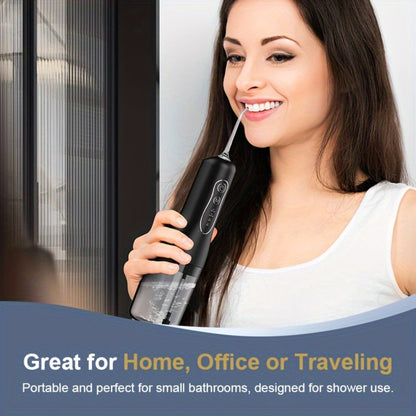 Water Flosser Cordless Oral Irrigator 4 Modes 4 Nozzles Rechargeable IPX7 Waterproof Portable Deep Cleaning Gum Care Dental Hygiene for Braces Travel Home Gift Black