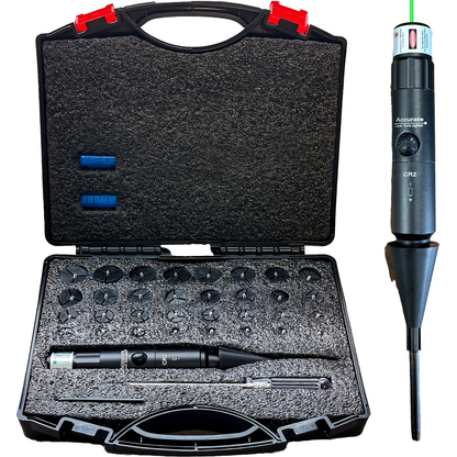 Universal Laser Bore Sighter Kit with 32 Adapters | Red & Green Bore Sight for Rifles, Pistols & Shotguns – Tactical Caliber Boresighter Accommodating Firearms from .17 to 12GA for Fast Zero-In