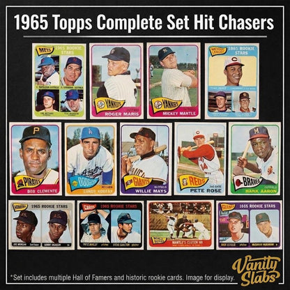 Vintage Baseball Card Mystery Slab 1965 Topps – 1 Random Authentic Card Encased in Vanity Slab | 598-Card Set Chase | Mickey Mantle, Willie Mays & Hall of Famers Possible | Collector Gift