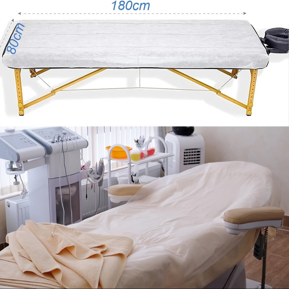 Disposable Bed Sheets 100 Pack Non-Woven Massage Table Cover Single Use Stain Resistant Spa Sheets for Massage Therapists Estheticians Salons Hotels Tattoo Artists White Pink