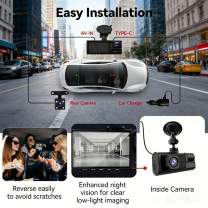 Dash Cam 1080P Dual & Triple Lens with IR Night Vision, 170° Wide Angle Car DVR Camera, WiFi, Loop Recording, G-Sensor, 24H Parking Mode, 2-Inch IPS Screen, 16GB/32GB TF Card, Car Dashboard Camera