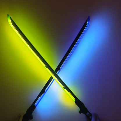 LED Cyberpunk Katana Prop 80cm Acrylic Luminous – 1:1 Scale Sci-Fi Glowing Sword for Cosplay Halloween Masquerade Party Display Collectible Blunt Safe Red Orange Green