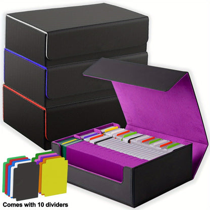 Trading Card Storage Box 1800+ Cards with 10 Dividers – Large Deck Case for Pokemon TCG, MTG Commander, Sports Cards – Multiple Colors, Fits Sleeved Cards