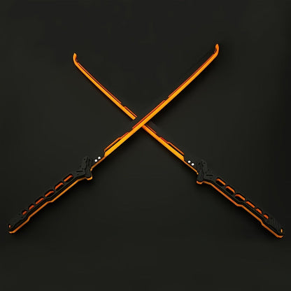 LED Cyberpunk Katana Prop 80cm Acrylic Luminous – 1:1 Scale Sci-Fi Glowing Sword for Cosplay Halloween Masquerade Party Display Collectible Blunt Safe Red Orange Green