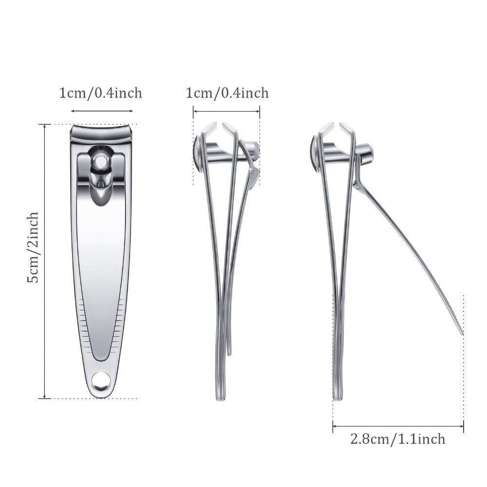 Nail Clippers Bulk 100pcs Stainless Steel — Heavy Duty Concave Blade Pointed Tip Non-Folding Fingernail & Toenail Trimmer for Men & Women Salon Supply Travel Gym Wholesale