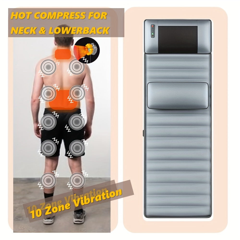 Full Body Shiatsu Massage Mattress – 10-Zone Vibration with Neck Kneading & Hot Compress, 12V Safety Voltage Massage Mat for Back Neck & Waist Relief, Home Relaxation Gift for Men Women