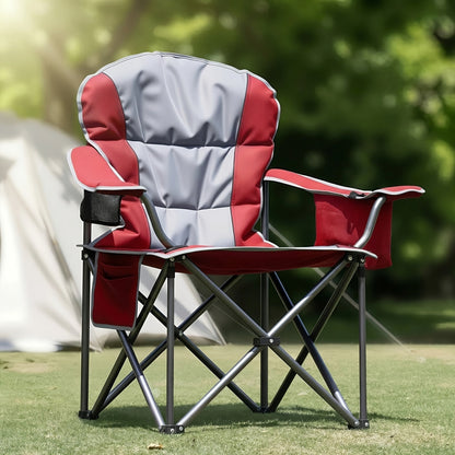 Heavy Duty Camping Folding Chair 500 LBS Capacity – Extra Large Outdoor Camp Chair with Organizer Bag, Cooler Bag, Cup Holder & Carry Bag for Lawn, Beach, Travel & Hiking – 1 Pack or 2 Pack