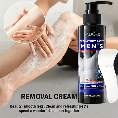 Hair Removal Cream for Men 150ml Fast Painless Depilatory for Body Face Underarm Leg & Intimate Area – Smooth Skin Formula, Razor-Free Grooming, Father's Day Gift