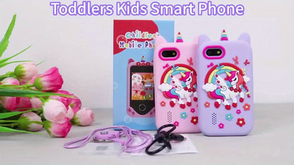 Kids Toy Phone Touch Screen HD Dual Camera with 32GB SD Card – Smartphone Toy for Girls Ages 3-10 Travel Toy – Birthday Christmas Gift Pink Purple