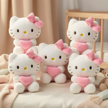 Hello Kitty Kuromi Plush Set 5pcs — Official Licensed Sanrio Stuffed Animals Holding Hearts, My Melody Gudetama Kawaii Gift for Girls Teens Birthday Christmas Holiday