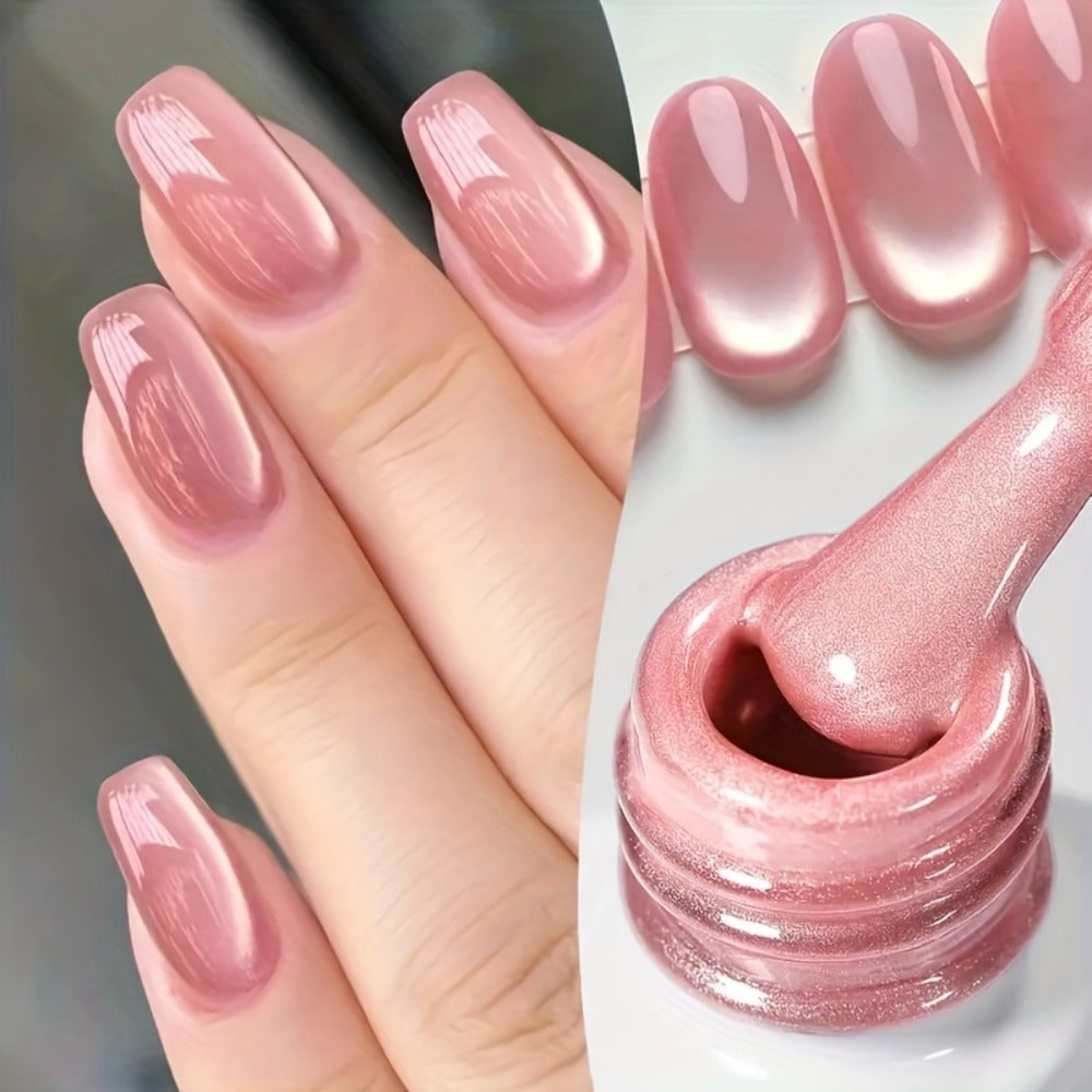 Pink Holographic Rainbow Cat Eye Gel Nail Polish 0.51oz Magnetic Color Shifting Effect - Soak-Off LED UV Long Lasting Chip-Resistant Salon Quality Nail Art Design for Women DIY Home Manicure Pink Series