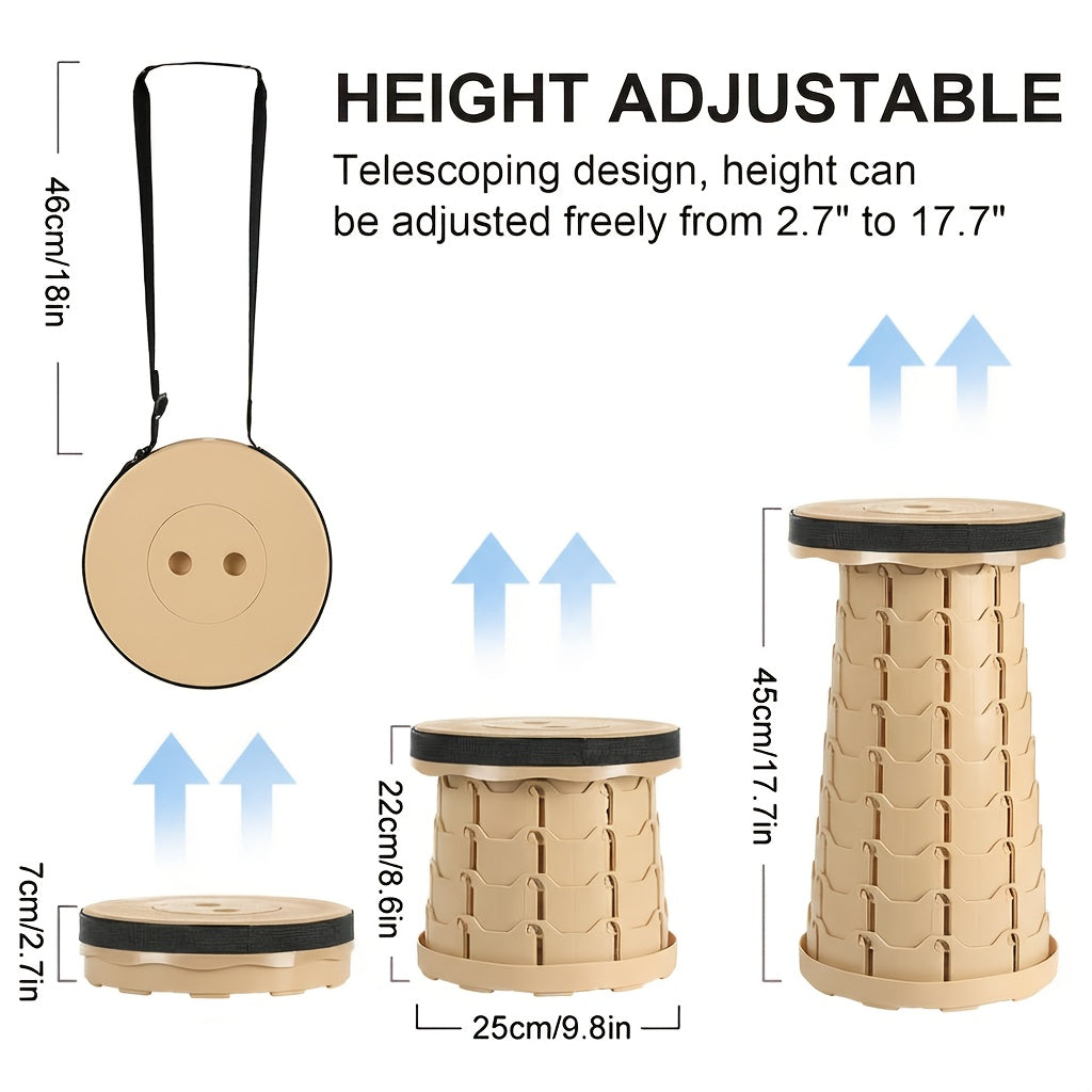 Collapsible Folding Stool 2-Pack – 400lbs Capacity Portable Telescoping Step Stool for Camping, Fishing, Hiking & Kitchen | Lightweight Retractable Seat