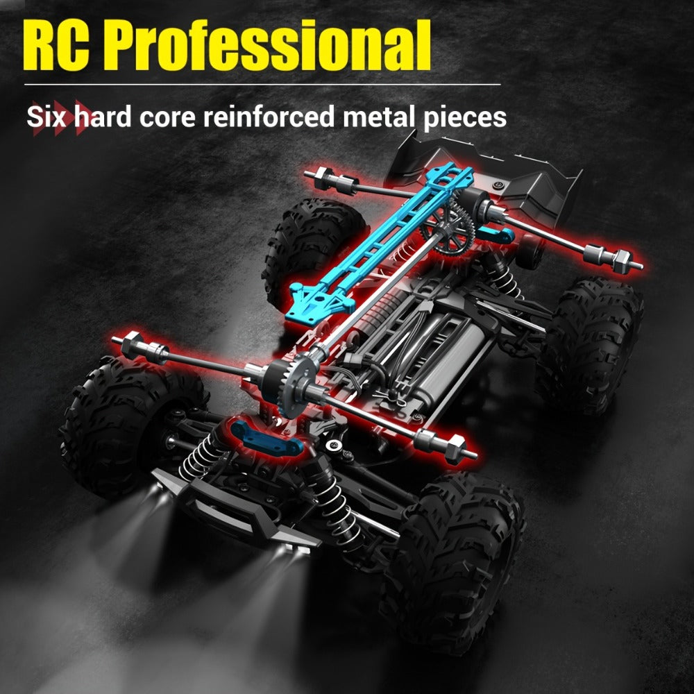 70KM/H High-Speed RC Off-Road Car 1:16 Scale 4WD – 2.4GHz Remote Control Truck with Simulation Structure, All-Terrain Monster Truck for Kids & Adults, Birthday Gift, Red Blue Black