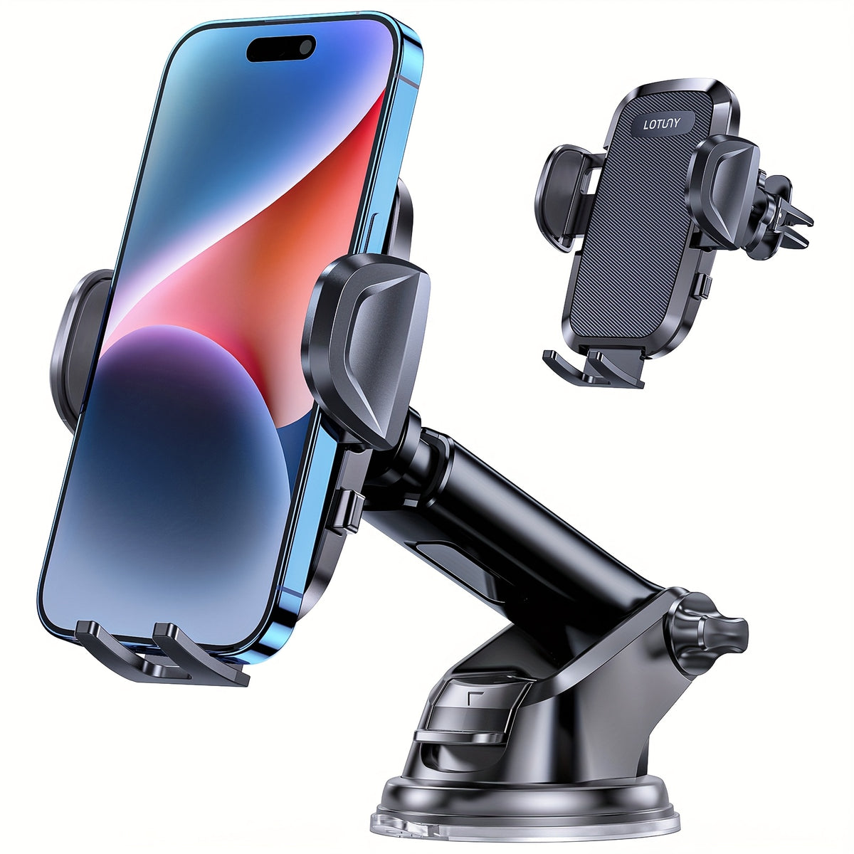 Miracase Car Phone Holder - Strong Suction Cup Mount for Dashboard & Vent, Hands-Free Compatible with All Smartphones, Durable ABS Material, Secure 360° Viewing Angles, Phone Holder for Car