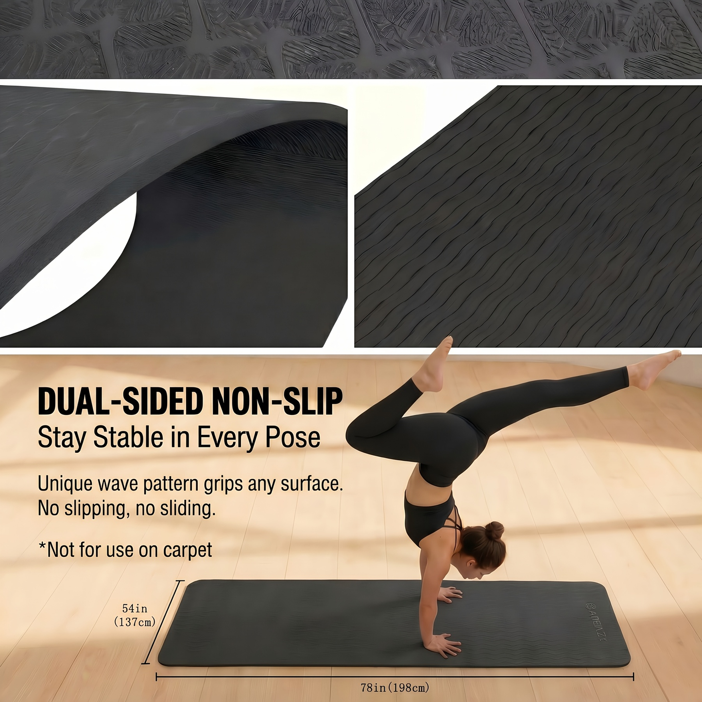 Extra Large Yoga Mat 6mm Thick – Non-Slip TPE Dual-Side Exercise Mat with Carry Bag for Yoga, Pilates, Stretching & Home Workouts – Multiple Sizes & Colors