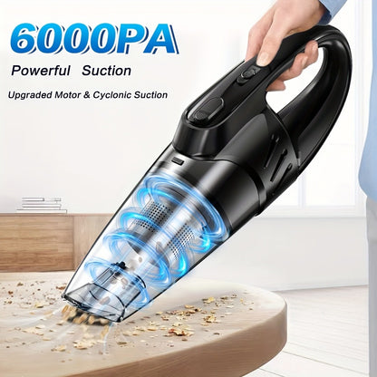 Cordless Handheld Car Vacuum Cleaner 6000PA - 2000mAh Rechargeable, Low Noise 40dB, 5 Accessories Included, Wireless Portable Auto Vacuum for Car Interior, Home & Pet Hair, Gift for Women, 6 Colors