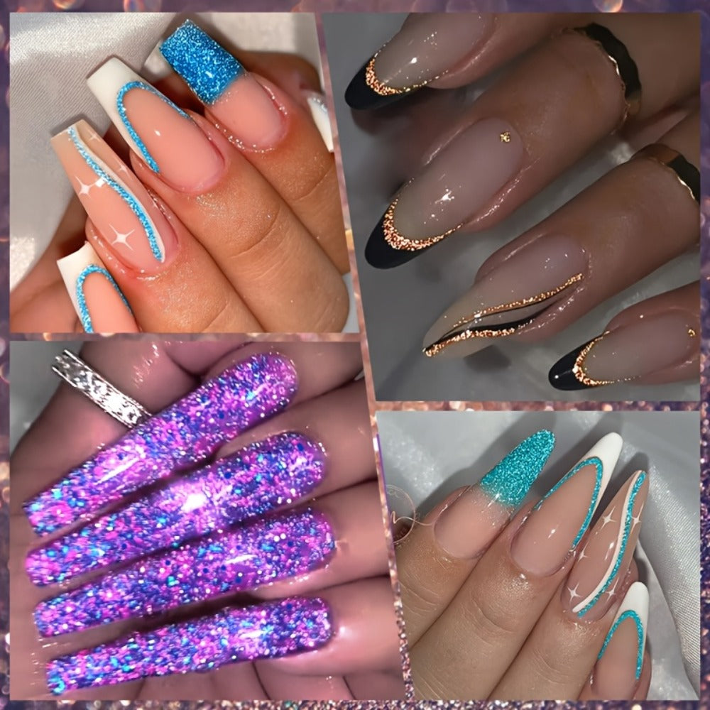 Reflective Glitter Line Gel Nail Art Set LILYCUTE Sparkling Stripe 3pcs 5ml Each - Ultra-Thin Pull Line Drawing Graffiti Gel Polish LED UV Cured DIY Home Manicure for Women