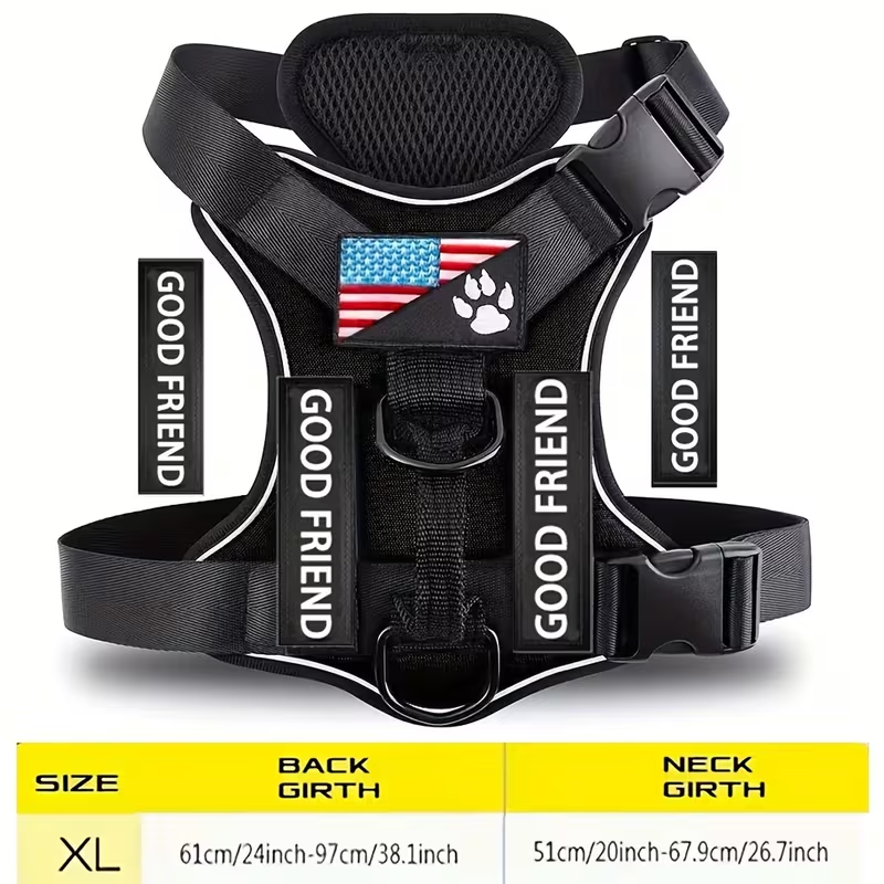 Service Dog Harness with 5 Patches – Reflective Adjustable Oxford Vest with Inner Mesh Layer, Service Dog ID System for Small Medium Large Dogs, XS–XL, 5 Colors