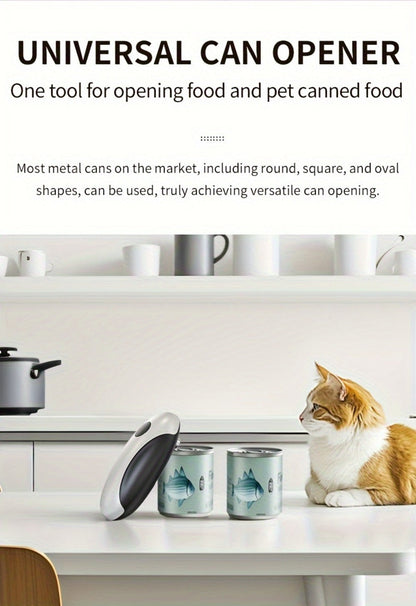 Electric Can Opener One-Touch Automatic – USB Rechargeable, Smooth Edge Safety, Auto Power-Off, Cordless for Kitchen, Camping & Seniors