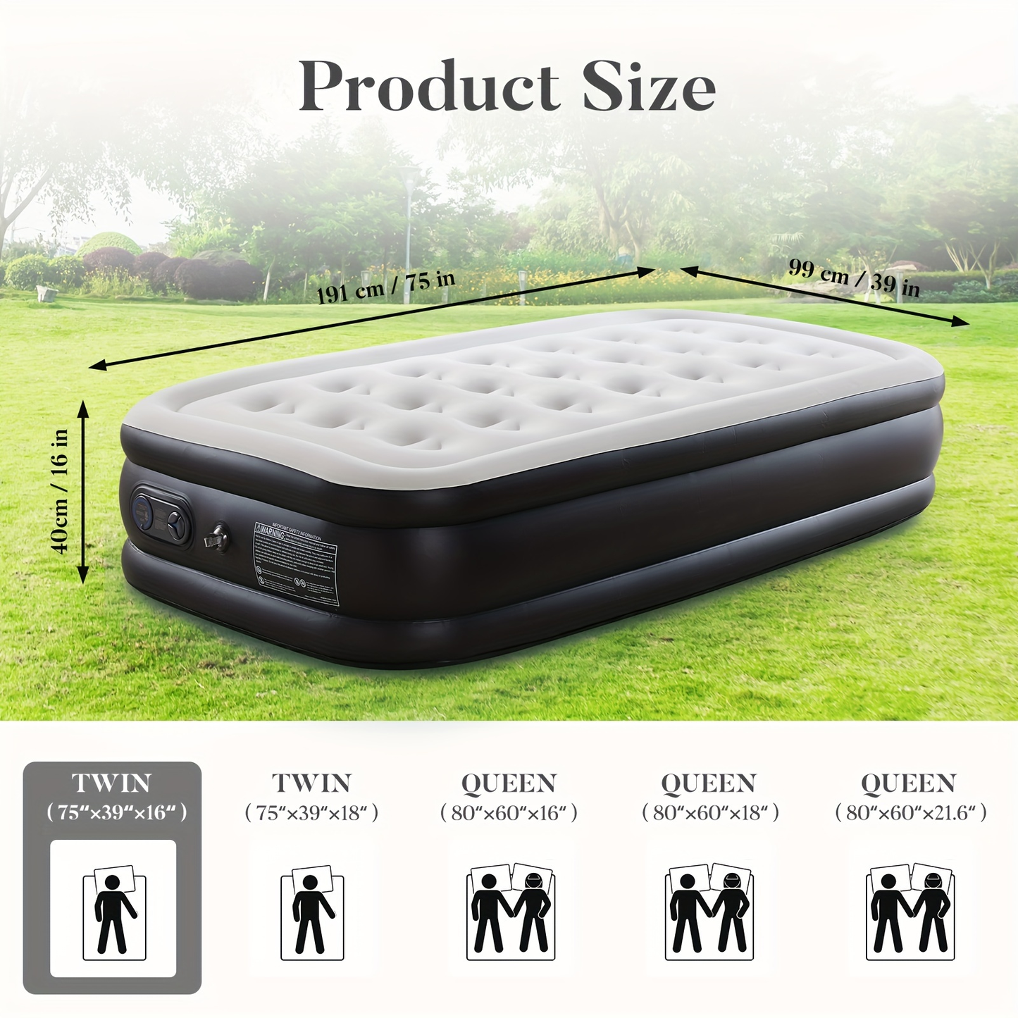 Camping Air Mattress with High-Capacity Pump - Anti-Deformation Honeycomb PVC Construction, Soft Flocking Top for Comfort, Outdoor Inflatable Sleeping Pad for Tent Camping Backpacking Adults