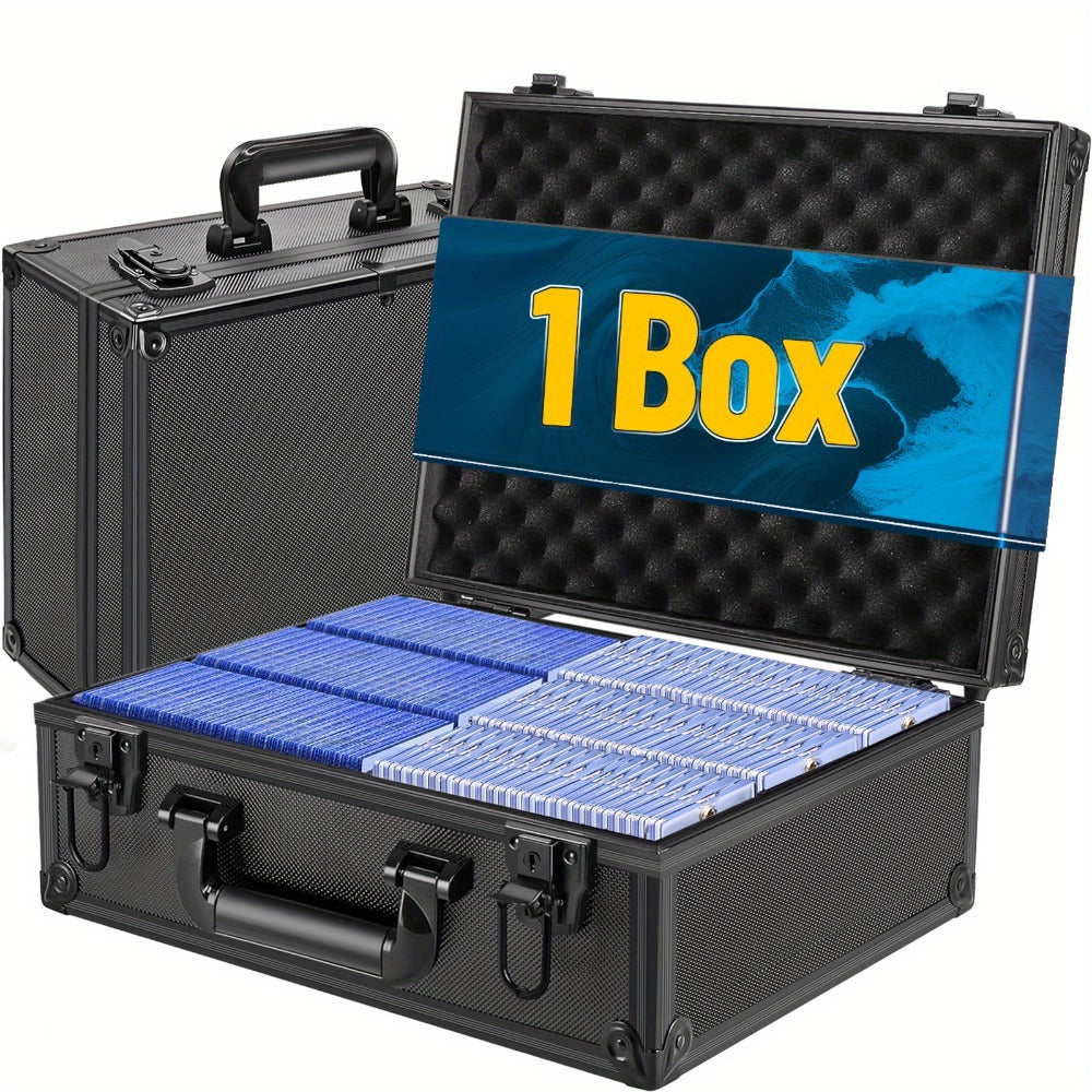 Trading Card Storage Box for 3x4 Top Loads 35pt Rigid Cards Holds 600 Plus – Sports Card Organizer Case with Lock for Pokemon Baseball Basketball Football Cards