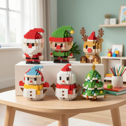 Christmas Building Blocks Party Set 1052 Pieces – 6 Boxes Santa Claus Mini Assembly Toy for Kids, Holiday Surprise Gift Bags for Boys & Girls, Christmas Party Favors & Stocking Stuffers