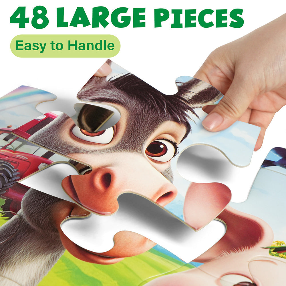 Large Floor Puzzle for Kids Ages 3+ – Chunky Jigsaw Mermaid & Farm Animals, Preschool Educational Toy for Boys & Girls 3 4 5 6 Years Old, Christmas Birthday Easter Gift