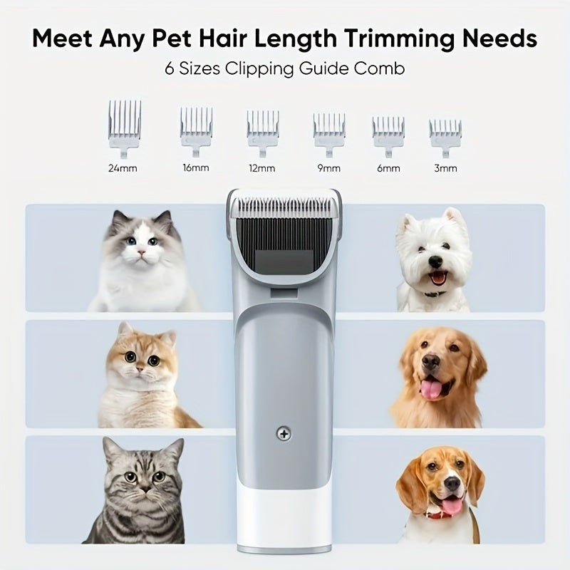 Pet Grooming Vacuum Cleaner with Cordless Clipper – 5-in-1 Grooming Kit for Dogs & Cats, 3 Suction Modes, Low-Noise, 5 Grooming Tools, Hair Clipper & Vacuum All-in-One
