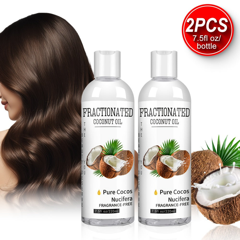 Fractionated Coconut Oil 2-Pack 7.5 fl oz Each — 100% Pure Carrier Oil for Massage, Hair & Body, Lightweight Moisturizing Body Oil, Vegan Fragrance-Free Formula, All Skin Types, Unisex Skincare