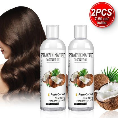 Fractionated Coconut Oil 2-Pack 7.5 fl oz Each — 100% Pure Carrier Oil for Massage, Hair & Body, Lightweight Moisturizing Body Oil, Vegan Fragrance-Free Formula, All Skin Types, Unisex Skincare