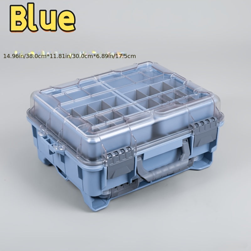 Fishing Tackle Box with Adjustable Dividers & Handle - Multi-Layer Large Capacity Portable Lure Storage Organizer for Hooks, Baits & Accessories - Waterproof Fishing Gear Box for Bass, Kayak & Outdoor Fishing