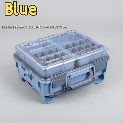 Fishing Tackle Box with Adjustable Dividers & Handle - Multi-Layer Large Capacity Portable Lure Storage Organizer for Hooks, Baits & Accessories - Waterproof Fishing Gear Box for Bass, Kayak & Outdoor Fishing