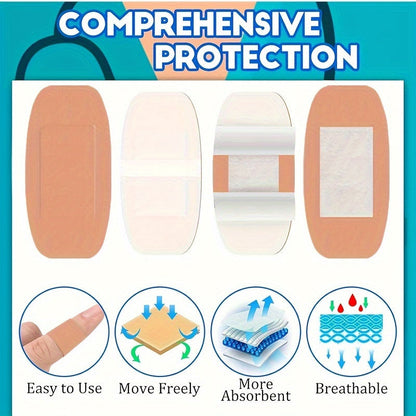 Adhesive Bandages 360pcs - Flexible Fabric Fingertip & Knuckle Bandages Set, Breathable Cloth Elastic First Aid Bandages in 12 Assorted Sizes, Spot Wound Care for Home, Office & Outdoor Emergency Kit