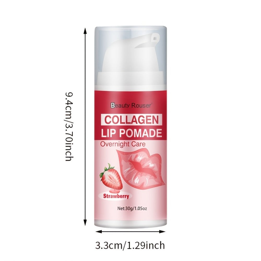Lip Pomade Collagen 30g Moisturizing Plumping Lip Essence — Deep Hydration Day & Night Lip Care Nourishes Repairs Dry Chapped Lips Long-Lasting Clear Glossy Finish All Skin Types