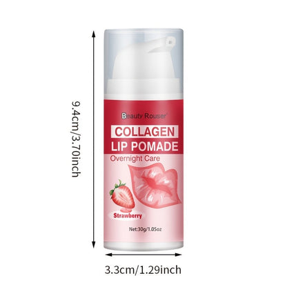 Lip Pomade Collagen 30g Moisturizing Plumping Lip Essence — Deep Hydration Day & Night Lip Care Nourishes Repairs Dry Chapped Lips Long-Lasting Clear Glossy Finish All Skin Types