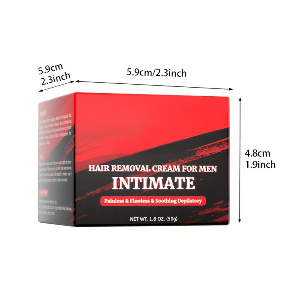 Intimate Area Hair Removal Cream for Men with Plant-Based Squalane Fast-Acting Painless Depilatory for Groin Chest Back Body Sensitive Skin 50g 1-5 Pack Razor-Free Smooth Skin