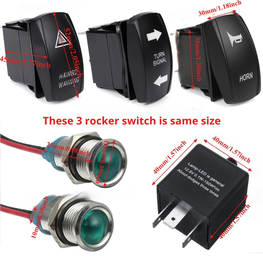 Rocker Switch Turn Signal Kit for 4x4 Off-Road – Street Legal LED Lights, Horn & Hazard Switch Kit, 12V/24V Universal Fit for UTV, ATV & Project Vehicles