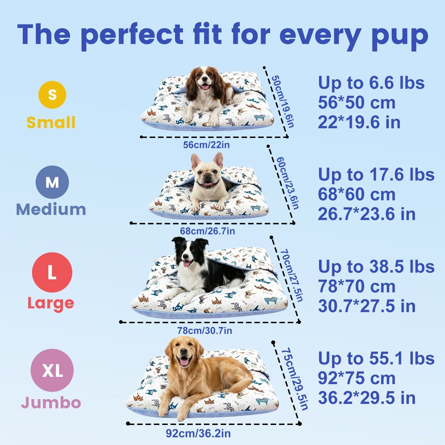 Breathable Washable Dog Bed Mattress – All-Season Pet Mat with Removable Cover & Non-Slip Bottom for Small, Medium & Large Dogs | Cute Animal Patterns